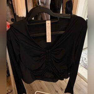 ALO Yoga Black Ruched Crop Top